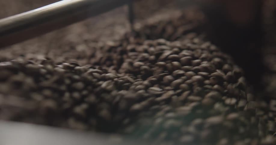 Coffee is being moved by a machine