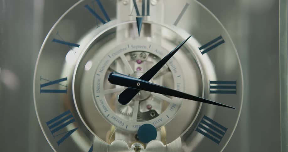 A hand slowly moving on a clock