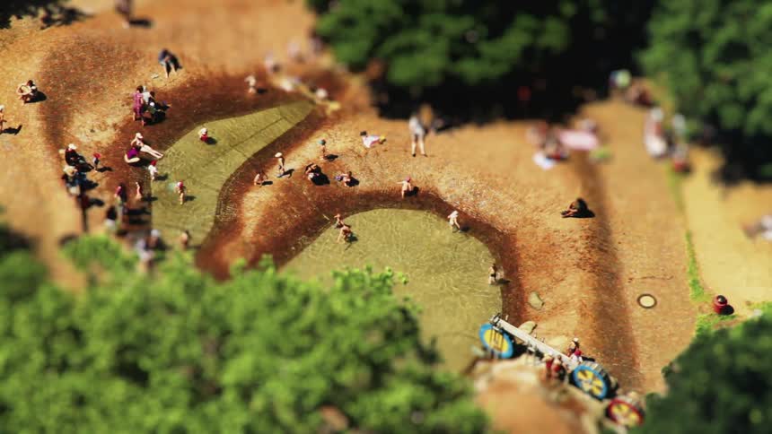 Time lapse of people playing in a water park