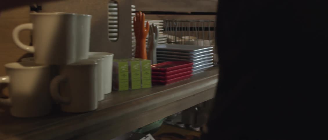 Dishes organized on a countertop