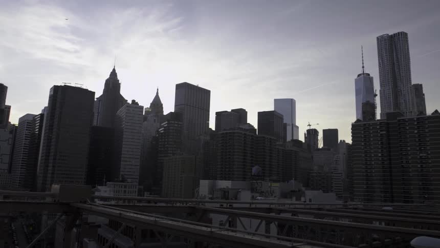 City skyline at dusk