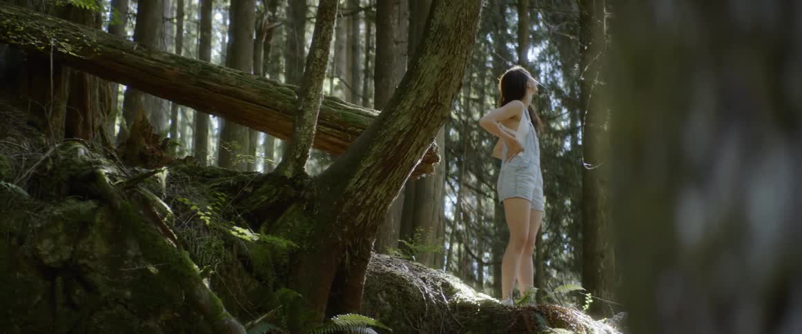 Girl hiking in a forest