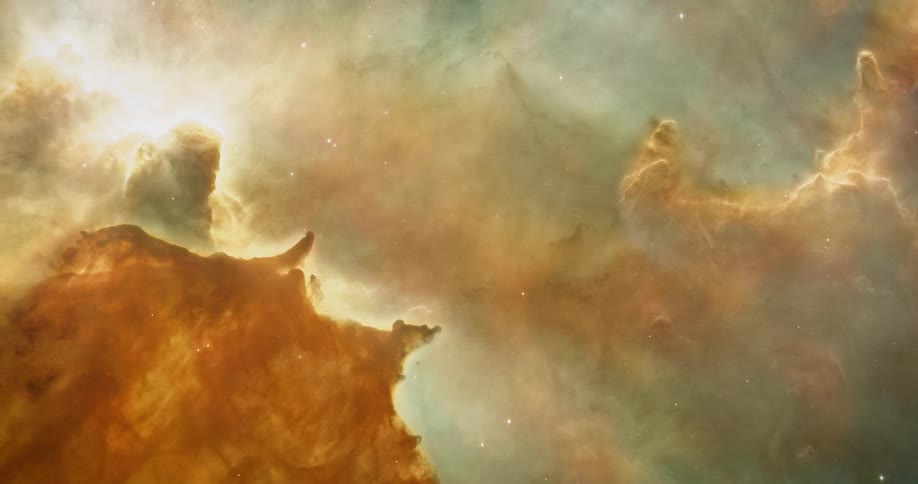 Flying towards a nebula in space