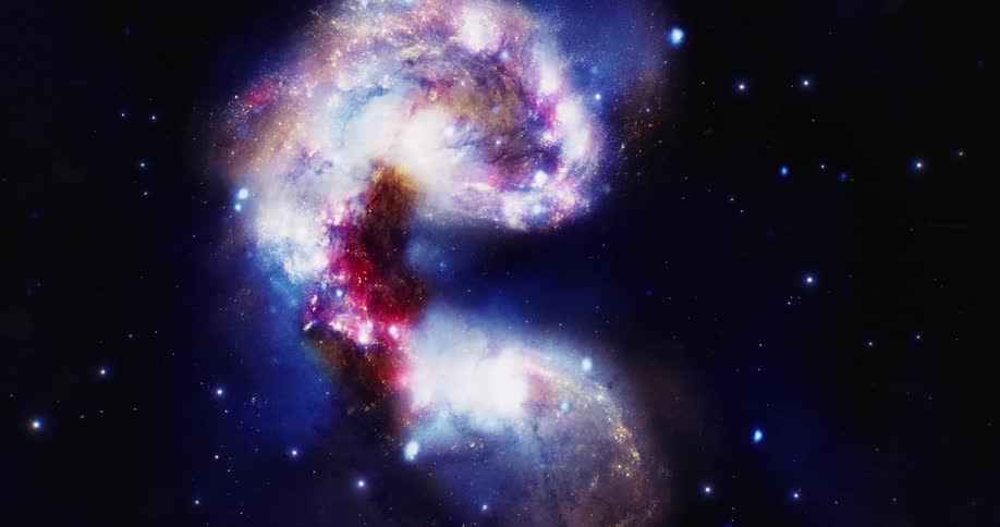 Colorful lights decorate the dark sky