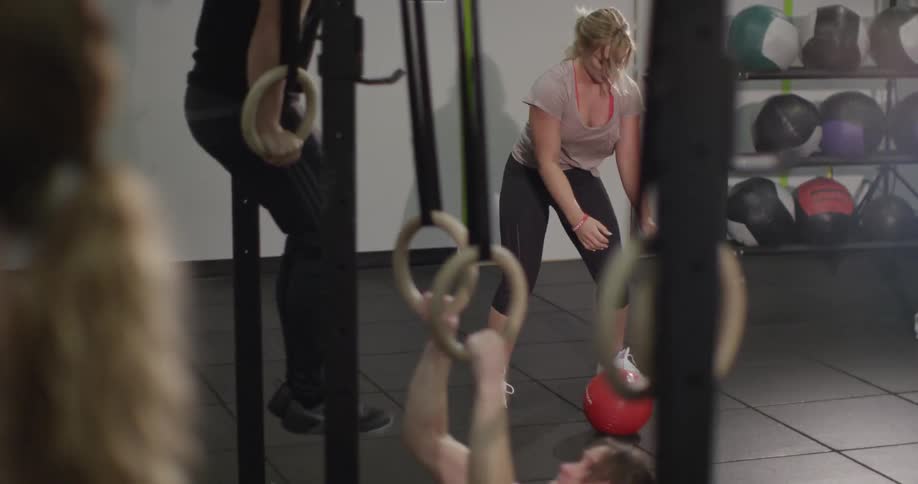 A group of people exercising at a gym