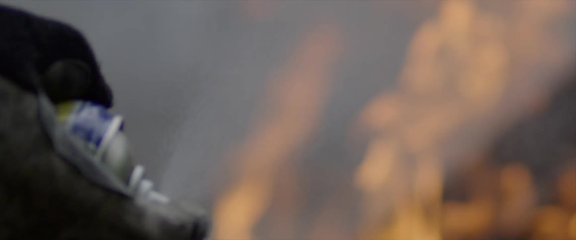 A fire is burning outdoors