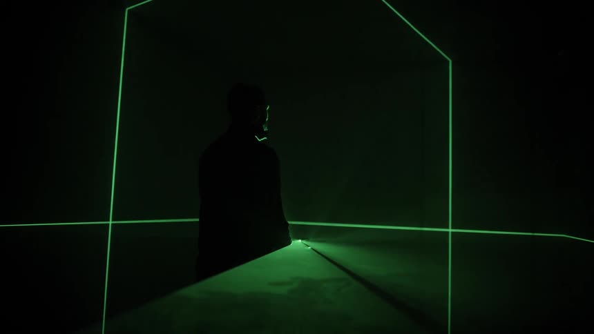 Someone in a neon room