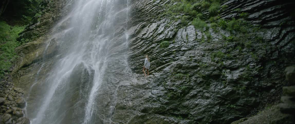 Water is falling down a mountain