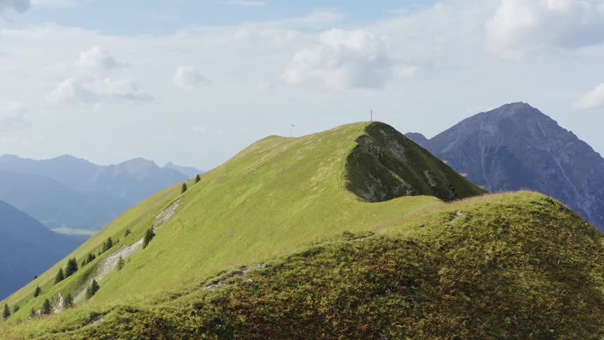 An aerial view of a mountain