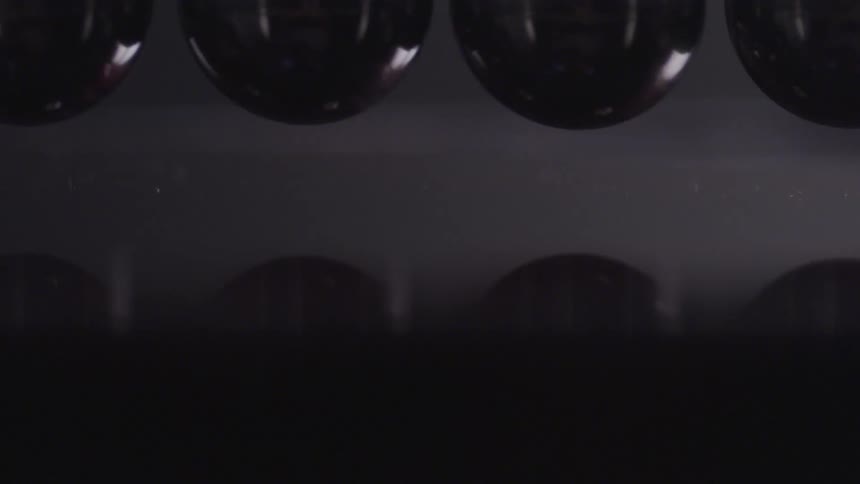 A row of polished metal spheres are suspended as the one on the ends swing and strike the others