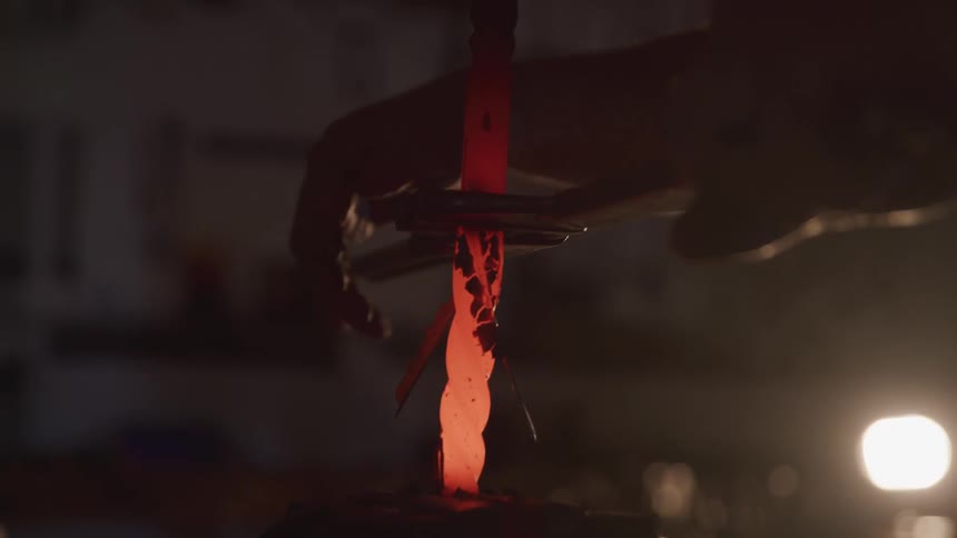 A footage of a smith working