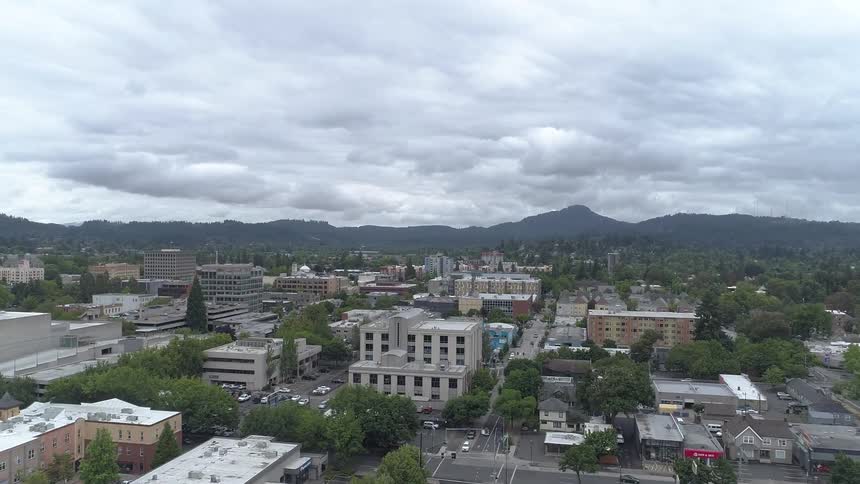 A time lapse aerial view of a city skyline