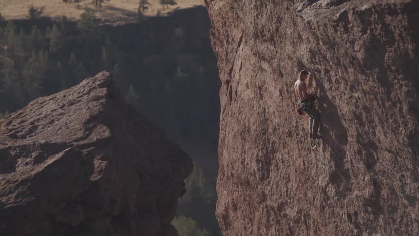 A person is climbing a mountain