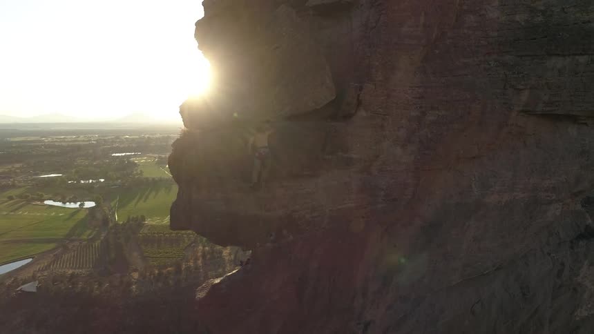 A canyon with a suburb below