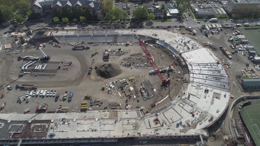 An aerial view of a construction site