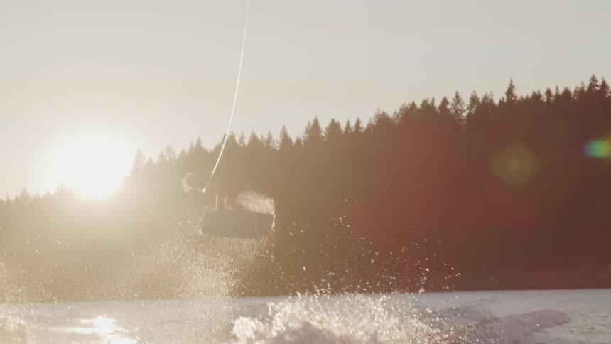 A man play extreme water sport at the river