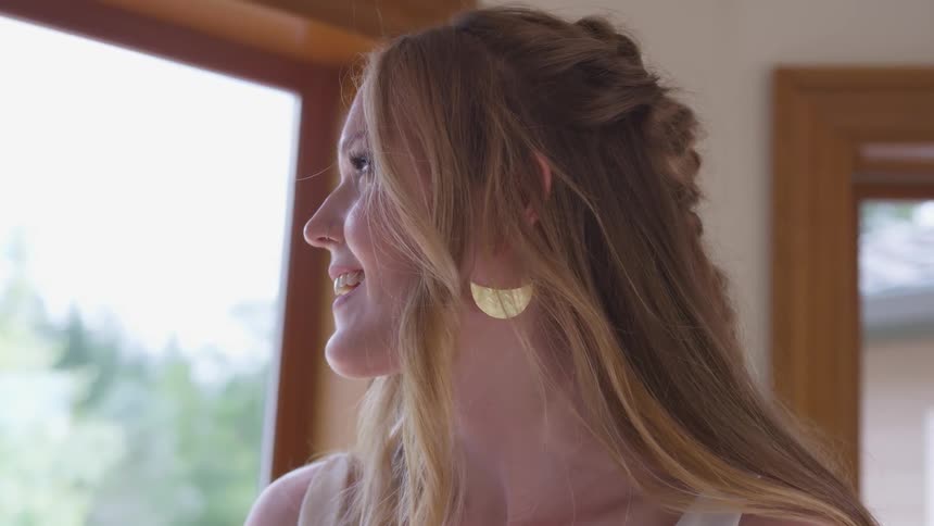 A beautiful woman smiling