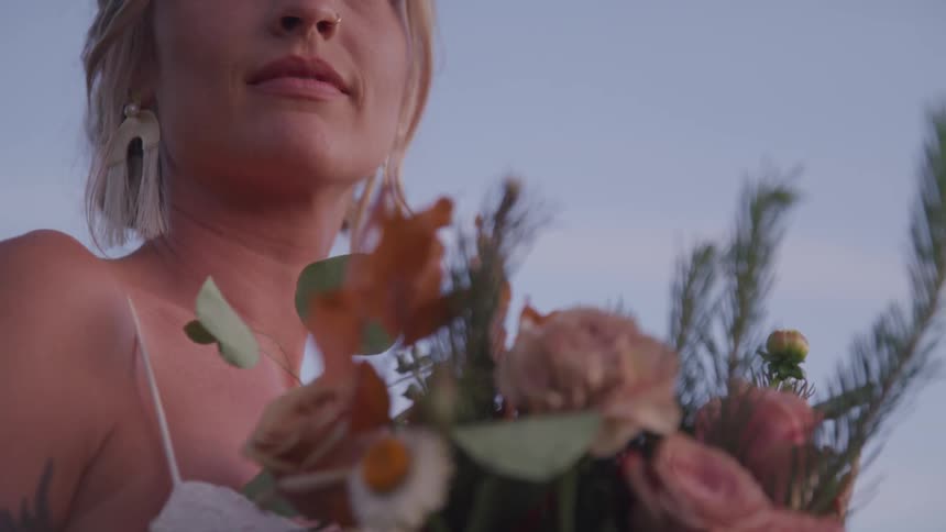 A bride with flower bouquet