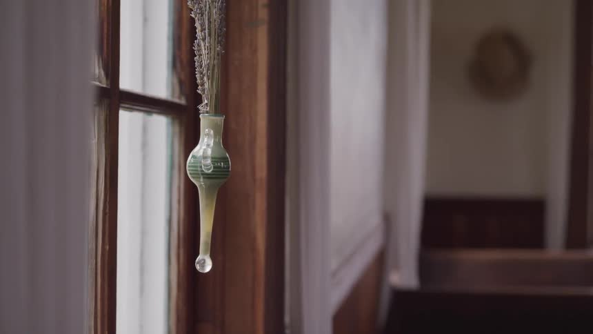 A close up view of an ornament at the window
