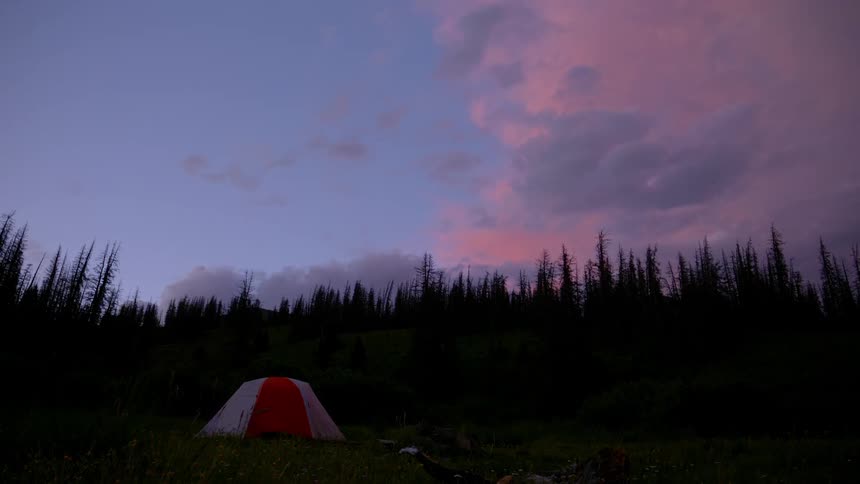Time lapse of a person and a tent