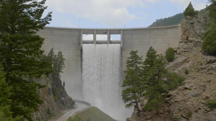 Water falling from a dam