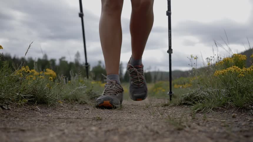 A footstep of man hiking