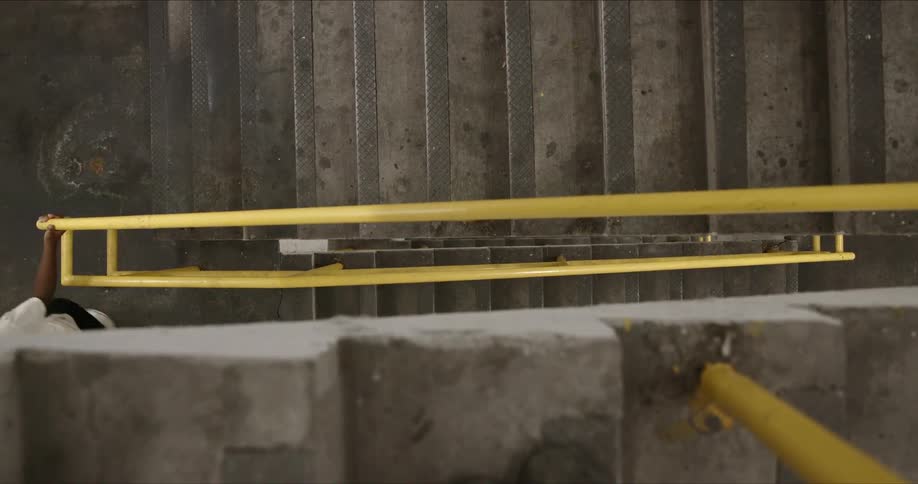 A boy running in the stair