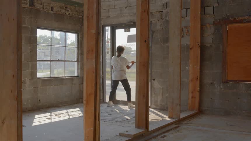 A boy running in the room