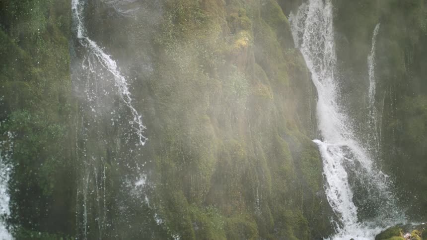 Water falling down mountainside