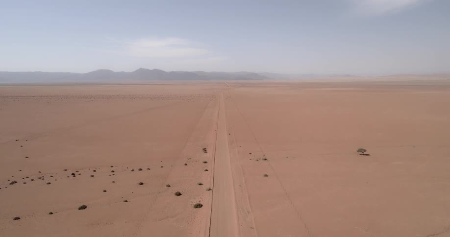A vehicle track running through the sand in the desert