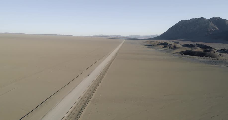 An aerial scenery of road on desert