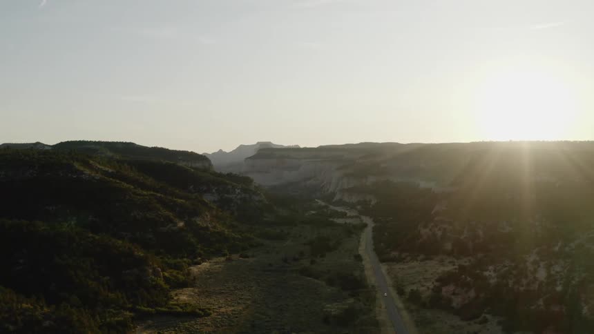 Landscape view of a road in a hilly area