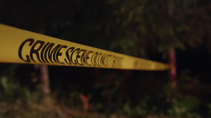 Close up of crime scene tape at an area