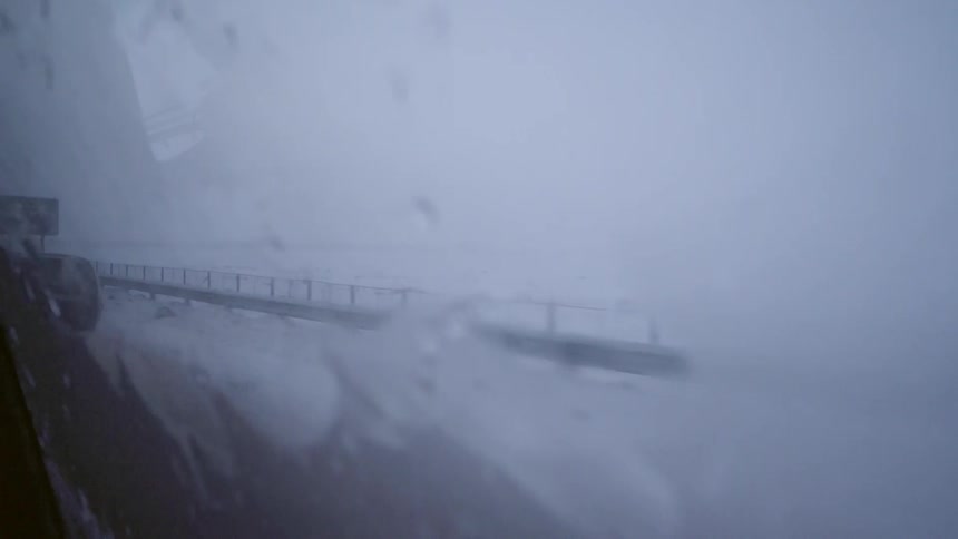 Driving down a snowy road