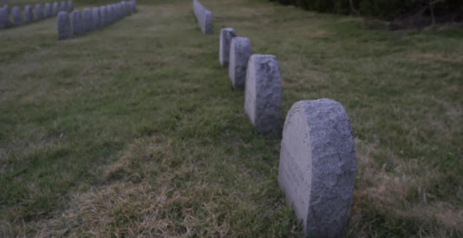 A row of headstones