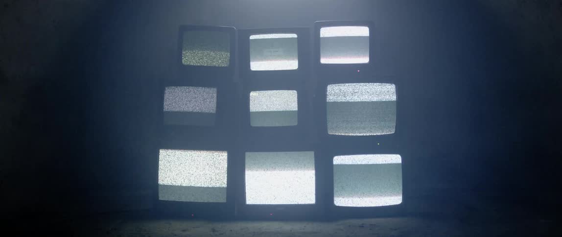 Televisions display white noise