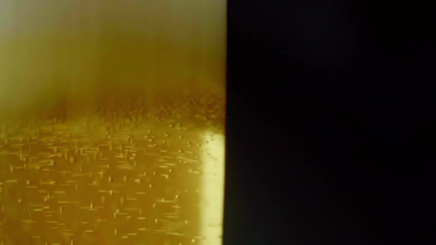 Beer being poured into a tall glass
