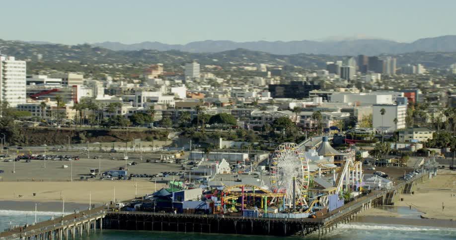 Aerial views of Santa Monica Pier