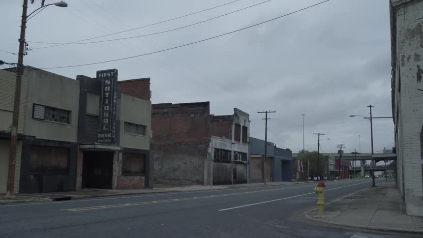 A cloudy sky above a deserted city