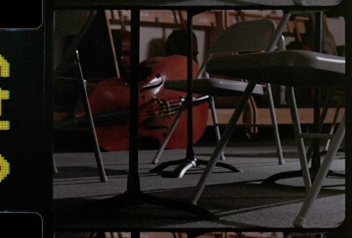 The studio is empty just some chairs and instruments