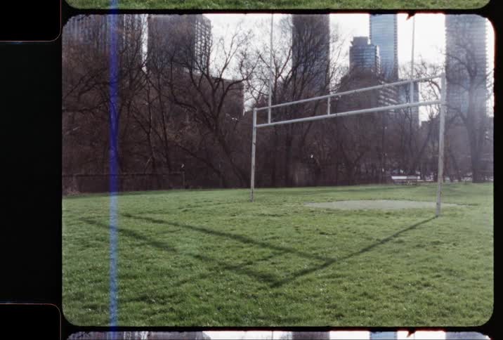 Goal posts standing in a city park
