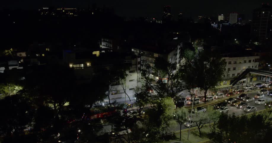 A traffic jam at night road