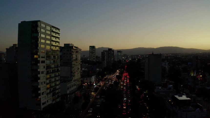 A city light scenery at dawn