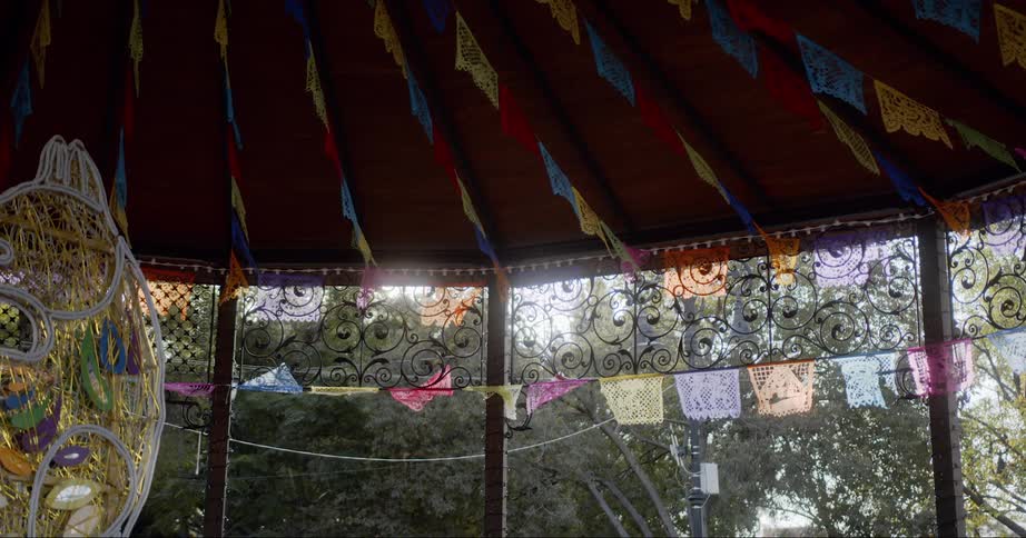 Outdoor patio decorated for a celebration