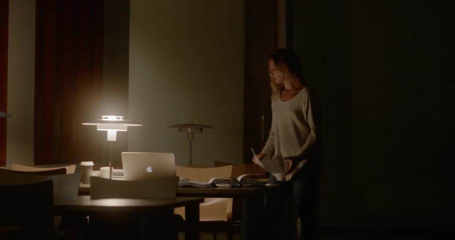 A woman searches for something