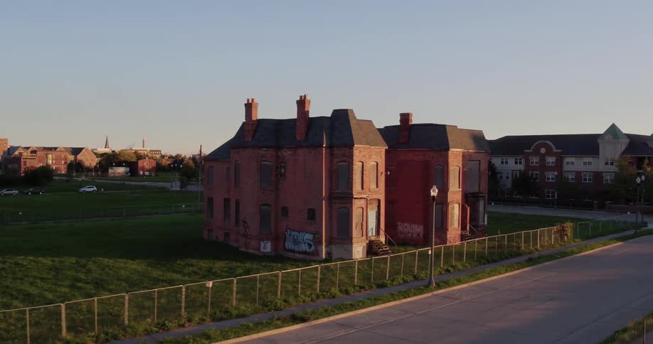 A neighborhood with abandoned houses
