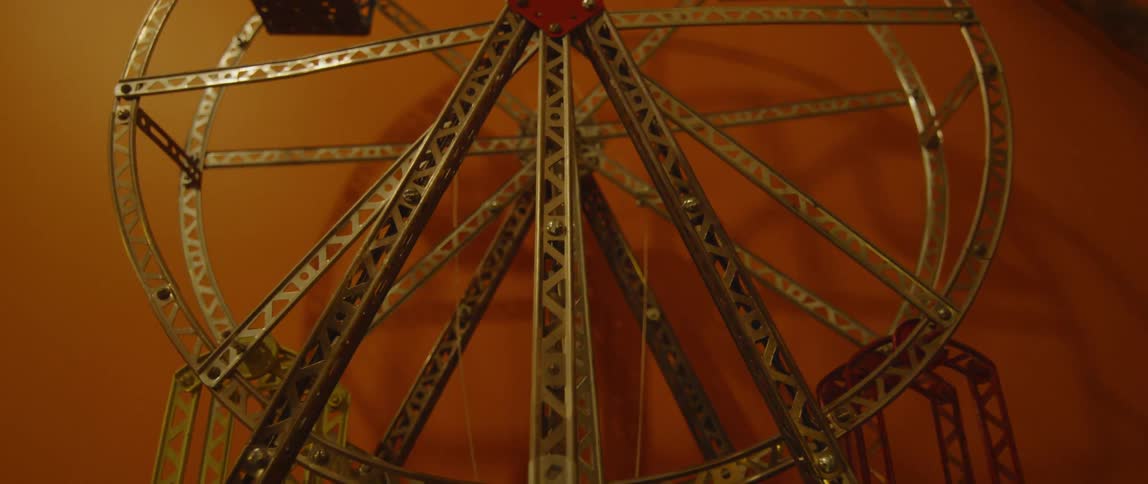 A shot of a model ferris wheel