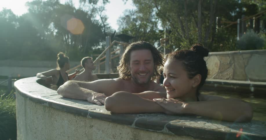 A group of people in a hot tub