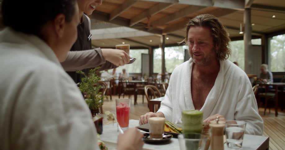 People dine in a restaurant