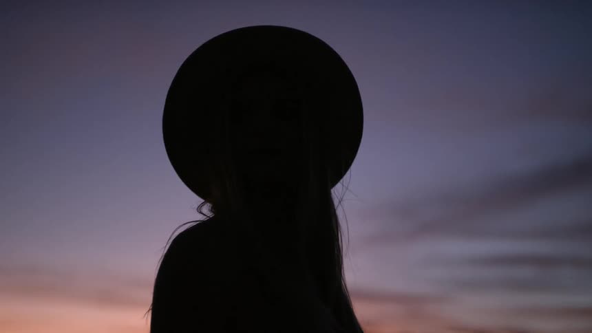Girl outside at night